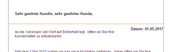 Phishing-Mail mobileTAN Phishing-Mail mobileTAN