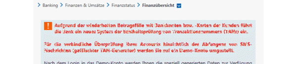 Phishing-Warnung Demo-Überweisung Phishing-Warnung Demo-Überweisung